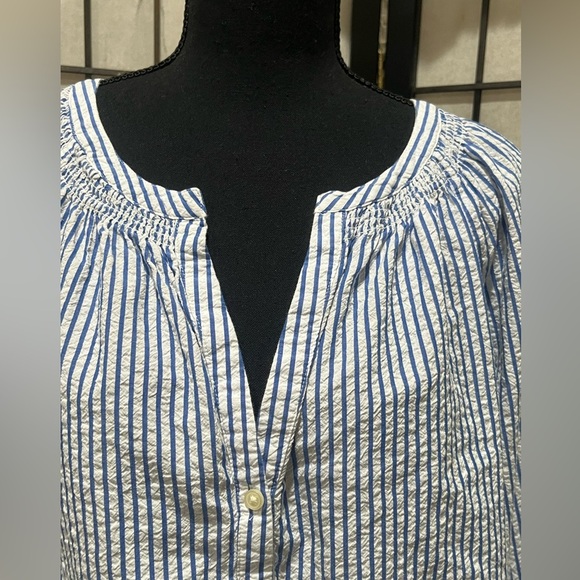 GAP Classic Blue and White Striped PEASANT BLOUSE, WOMEN SIZE XL - Picture 8 of 11
